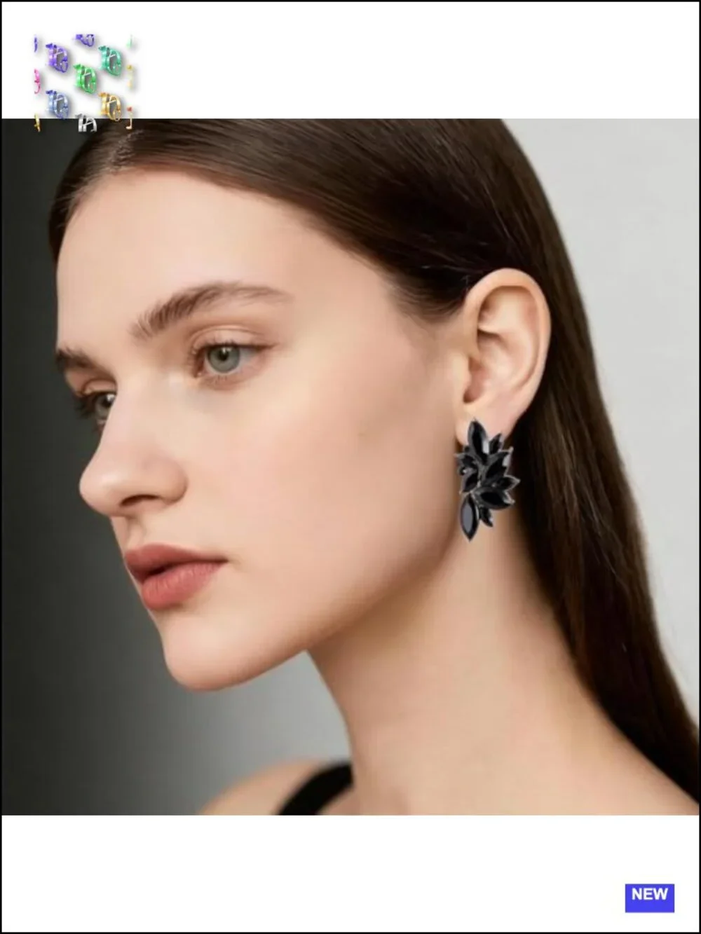 Black Rhinestone Dangle Earrings Fashion Statement Chandelier Drop Earrings for
